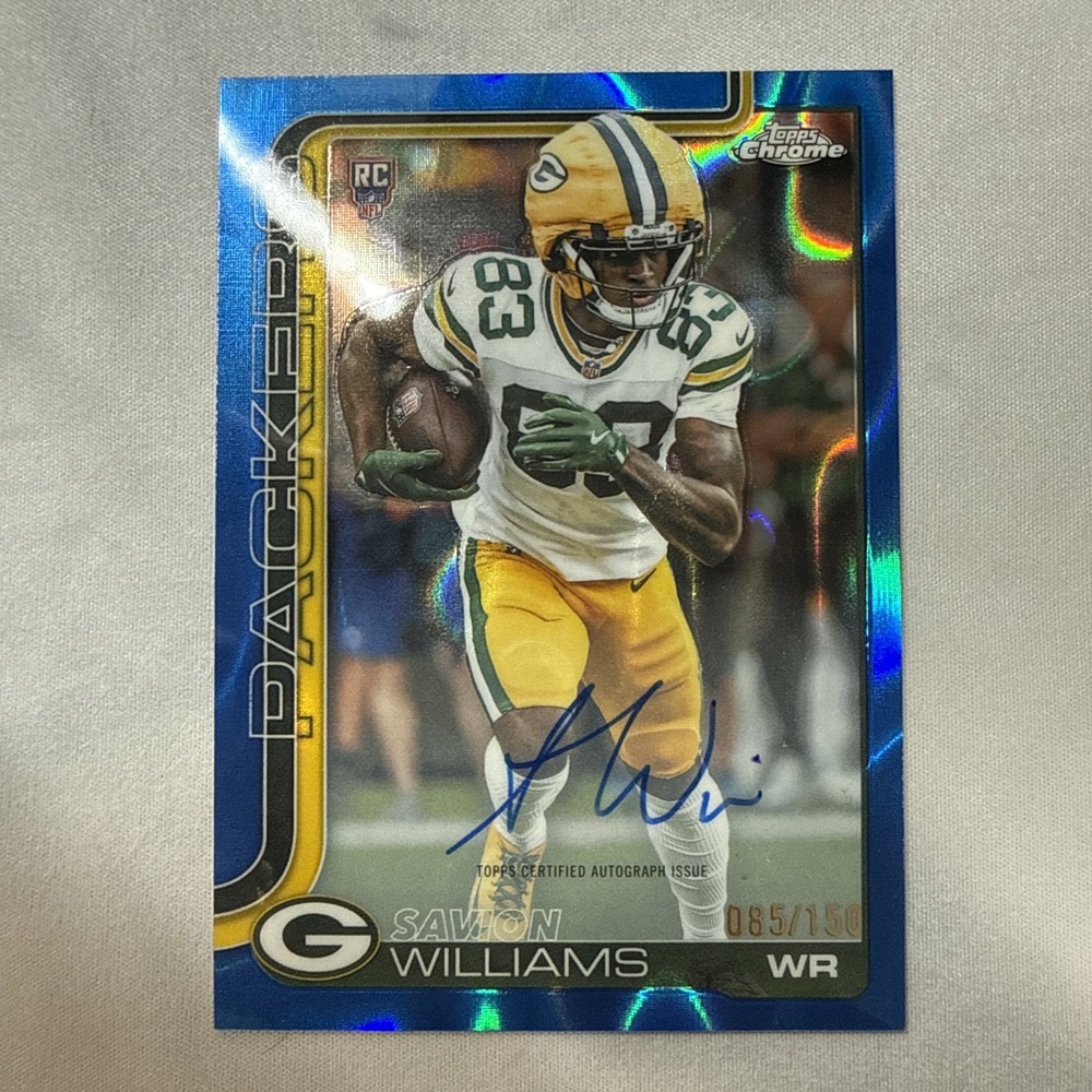 2025 Topps Chrome Savion Williams RC Autograph Blue Lava /150 NM Packers #RA-SW